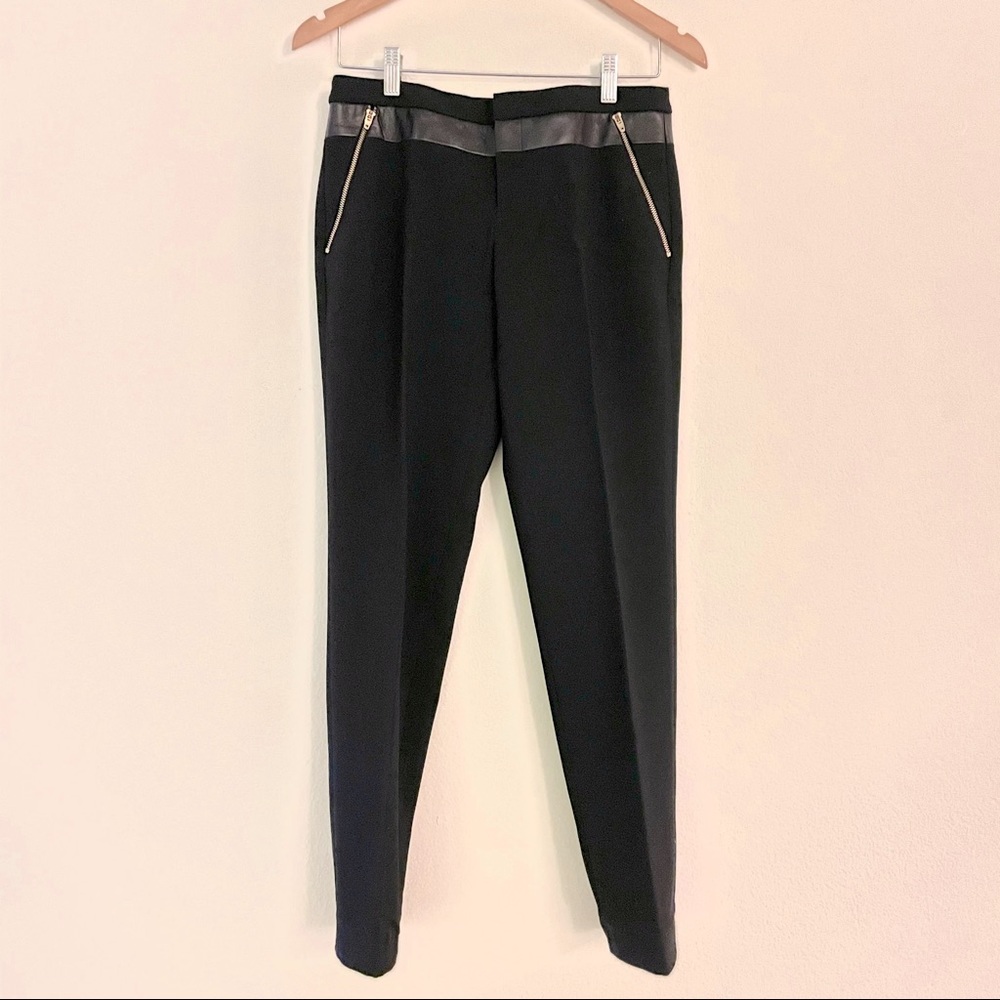 Club Monaco Pants with Leather Trim & Zip Pockets